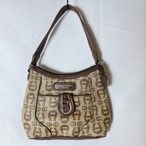 Etienne Aigner Womens Handbag Shoulder Leather Brown Tan Small Casual Party Chic